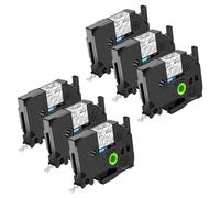 NineLeaf TZe-135 Label Tape 12mm Compatible for Brother P-Touch Label Printer TZe135 TZ-135 12mm 0.47 Laminated White on Clear TZe TZ Tape 12mm for H110 H200 P300BT D210VP 1000 1010, 6 Pack