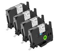 NineLeaf TZe-135 Label Tape 12mm Compatible for Brother P-Touch Label Printer TZe135 TZ-135 12mm 0.47 Laminated White on Clear TZe TZ Tape 12mm for P300BT H200 H101C D210VP 1000, 4 Pack