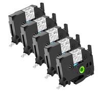 NineLeaf TZe-135 Label Tape 12mm Compatible for Brother P-Touch Label Printer TZe135 TZ-135 12mm 0.47 Laminated White on Clear TZe TZ Tape 12mm for E110 H100R H100LB P300BT 1000, 5 Pack