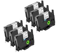NineLeaf TZe-211 Label Tape 6mm Compatible for Brother P-Touch Label Printer TZe211 TZ-211 AZe211 6mm 0.23 Laminated Black on White for PT-E550WVP D200BT D200DA, 6 Pack