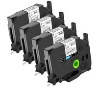 NineLeaf TZe-211 Label Tape 6mm Compatible for Brother P-Touch Label Printer TZe211 TZ-211 AZe211 6mm 0.23 Laminated Black on White for PT-P700 P710BT P950NW, 4 Pack