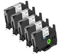 NineLeaf TZe-211 Label Tape 6mm Compatible for Brother P-Touch Label Printer TZe211 TZ-211 AZe211 6mm 0.23 Laminated Black on White for PT-1090BK 1100QL 1100ST 11180SP, 5 Pack