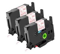 NineLeaf TZe-222 Label Tape 9mm Compatible for Brother P-Touch Label Printer TZe222 TZ-222 AZe222 9mm 0.35'' Laminated Red on White for PT-540 580C 1830VP Label Maker, 3 Pack