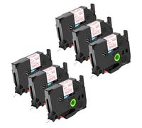 NineLeaf TZe-222 Label Tape 9mm Compatible for Brother P-Touch Label Printer TZe222 TZ-222 AZe222 9mm 0.35'' Laminated Red on White for PT-D200 D200BT D200DA Label Maker, 6 Pack