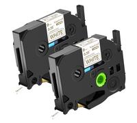 NineLeaf TZe-224 Label Tape 9mm Compatible for Brother P-Touch Label Printer TZe224 TZ-224 AZe224 9mm 0.35'' Laminated Gold on White for PT-320 350 520 530 Label Maker, 2 Pack