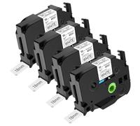 NineLeaf TZe-241 Label Tape 18mm Compatible for Brother P-Touch Label Printer TZe241 TZ-241 AZe241 18mm 0.7'' 8m Laminated Black on White for P300BT 1000 H100R H100LB Label Maker, 4PK