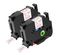 NineLeaf TZe-252 Label Tape 24mm Compatible for Brother P-Touch Label Printer TZe252 TZ-252 AZe252 24mm 0.94'' 8m Laminated Red on White for H110 E110 H100R H100LB Label Maker, 2PK