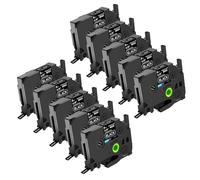 NineLeaf TZe-325 Label Tape 9mm Compatible for Brother P-Touch Label Printer TZe325 TZ-325 AZe325 9mm 0.35'' Laminated White on Black for PT-320 1010R 1280SP 530 Label Maker, 10 Pack
