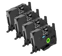NineLeaf TZe-325 Label Tape 9mm Compatible for Brother P-Touch Label Printer TZe325 TZ-325 AZe325 9mm 0.35'' Laminated White on Black for PT-1280 1280BT 1280SP Label Maker, 4 Pack