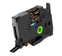 NineLeaf TZe-334 Label Tape 12mm Compatible for Brother P-Touch Label Printer TZe334 TZ-334 12mm 0.47 Laminated Gold on Black TZe TZ Tape 12mm for E110 H100R H100LB D210VP P300BT