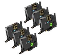 NineLeaf TZe-334 Label Tape 12mm Compatible for Brother P-Touch Label Printer TZe334 TZ-334 12mm 0.47 Laminated Gold on Black TZe TZ Tape 12mm for H110 H200 P300BT D210VP 1000 1010, 6 Pack