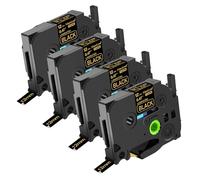 NineLeaf TZe-334 Label Tape 12mm Compatible for Brother P-Touch Label Printer TZe334 TZ-334 12mm 0.47 Laminated Gold on Black TZe TZ Tape 12mm for P300BT H200 H101C D210VP 1000, 4 Pack