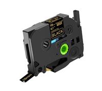 NineLeaf TZe-344 Label Tape 18mm Compatible for Brother P-Touch Label Printer TZe344 TZ-344 AZe344 18mm 0.7'' 8m Laminated Gold on Black for PT-1900C 1910 1950 1960 Label Maker, 50PK