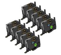 NineLeaf TZe-344 Label Tape 18mm Compatible for Brother P-Touch Label Printer TZe344 TZ-344 AZe344 18mm 0.7'' 8m Laminated Gold on Black for PT-1600 1700 170K 1750 Label Maker, 10PK