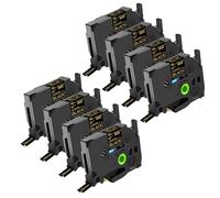 NineLeaf TZe-344 Label Tape 18mm Compatible for Brother P-Touch Label Printer TZe344 TZ-344 AZe344 18mm 0.7'' 8m Laminated Gold on Black for PT-1300 1400 1500 Label Maker, 8PK
