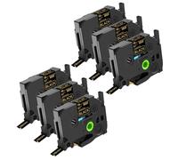 NineLeaf TZe-344 Label Tape 18mm Compatible for Brother P-Touch Label Printer TZe344 TZ-344 AZe344 18mm 0.7'' 8m Laminated Gold on Black for PT-D400AD D400VP D410 Label Maker, 6PK