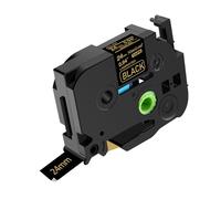 NineLeaf TZe-354 Label Tape 24mm Compatible for Brother P-Touch Label Printer TZe354 TZ-354 AZe354 24mm 0.94'' 8m Laminated Gold on Black for PT-P750W P900W P950NW Label Maker, 20PK
