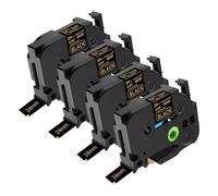NineLeaf TZe-354 Label Tape 24mm Compatible for Brother P-Touch Label Printer TZe354 TZ-354 AZe354 24mm 0.94'' 8m Laminated Gold on Black for PT-H500 H500LI P700 Label Maker, 4PK