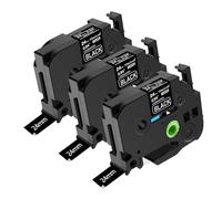 NineLeaf TZe-355 Label Tape 24mm Compatible for Brother P-Touch Label Printer TZe355 TZ-355 AZe355 24mm 0.94'' 8m Laminated White on Black for PT-H500 H500LI P700 Label Maker, 3PK