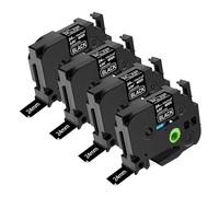 NineLeaf TZe-355 Label Tape 24mm Compatible for Brother P-Touch Label Printer TZe355 TZ-355 AZe355 24mm 0.94'' 8m Laminated White on Black for PT-P710BT P715eBT P750W Label Maker, 4PK