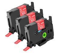 NineLeaf TZe-435 Label Tape 12mm Compatible for Brother P-Touch Label Printer TZe435 TZ-435 12mm 0.47 Laminated White on Red TZe TZ Tape 12mm for H101C H110 H107 H108 H100LB D210, 3 Pack