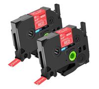 NineLeaf TZe-435 Label Tape 12mm Compatible for Brother P-Touch Label Printer TZe435 TZ-435 12mm 0.47 Laminated White on Red TZe TZ Tape 12mm for H101c 1000 1010 H100 H105 H107, 2 Pack