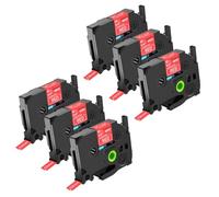 NineLeaf TZe-435 Label Tape 12mm Compatible for Brother P-Touch Label Printer TZe435 TZ-435 12mm 0.47 Laminated White on Red TZe TZ Tape 12mm for H110 H200 P300BT D210VP 1000 1010, 6 Pack