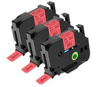 NineLeaf TZe-451 Label Tape 24mm Compatible for Brother P-Touch Label Printer TZe451 TZ-451 AZe451 24mm 0.94'' 8m Laminated Black on Red for H108 H101C H200 D210VP Label Maker, 3PK
