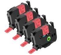 NineLeaf TZe-451 Label Tape 24mm Compatible for Brother P-Touch Label Printer TZe451 TZ-451 AZe451 24mm 0.94'' 8m Laminated Black on Red for PT-H500 H500LI P700 Label Maker, 4PK