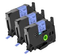 NineLeaf TZe-521 Label Tape 9mm Compatible for Brother P-Touch Label Printer TZe521 TZ-521 AZe521 9mm 0.35'' Laminated Black on Blue for PT-540 580C 1830VP Label Maker, 3 Pack