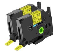 NineLeaf TZe- 611 Label Tape 6mm Compatible for Brother P-Touch Label Printer TZe 611 TZ- 611 AZe 611 6mm 0.23 Laminated Black on Yellow for PT-580C 330 ST-1150 1150DXL, 2 Pack