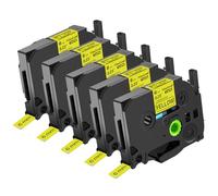 NineLeaf TZe- 611 Label Tape 6mm Compatible for Brother P-Touch Label Printer TZe 611 TZ- 611 AZe 611 6mm 0.23 Laminated Black on Yellow for PT-1090BK 1100QL 1100ST 11180SP, 5 Pack