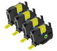 NineLeaf TZe-641 Label Tape 18mm Compatible for Brother P-Touch Label Printer TZe641 TZ-641 AZe641 18mm 0.7'' 8m Laminated Black on Yellow for P300BT 1000 H100R H100LB Label Maker, 4PK