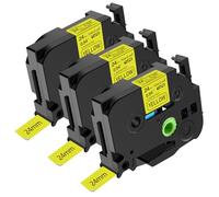 NineLeaf TZe-651 Label Tape 24mm Compatible for Brother P-Touch Label Printer TZe651 TZ-651 AZe651 24mm 0.94'' 8m Laminated Black on Yellow for H108 H101C H200 D210VP Label Maker, 3PK