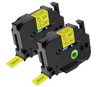 NineLeaf TZe-651 Label Tape 24mm Compatible for Brother P-Touch Label Printer TZe651 TZ-651 AZe651 24mm 0.94'' 8m Laminated Black on Yellow for H110 E110 H100R H100LB Label Maker, 2PK