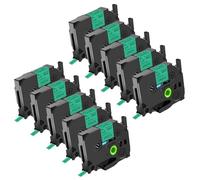 NineLeaf TZe-721 Label Tape 9mm Compatible for Brother P-Touch Label Printer TZe721 TZ-721 AZe721 9mm 0.35'' Laminated Black on Green for PT-320 1010R 1280SP 530 Label Maker, 10 Pack