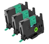 NineLeaf TZe-721 Label Tape 9mm Compatible for Brother P-Touch Label Printer TZe721 TZ-721 AZe721 9mm 0.35'' Laminated Black on Green for PT-540 580C 1830VP Label Maker, 3 Pack
