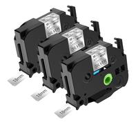 NineLeaf TZe-941 Label Tape 18mm Compatible for Brother P-Touch Label Printer TZe941 TZ-941 AZe941 18mm 0.7'' 8m Laminated Black on Silver for H108 H101C H200 D210VP Label Maker, 3PK