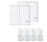 NineLeaf Wireless Light Switch Kit,2 2-gang Wireless Switches 4 Receivers