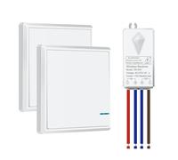 NineLeaf Wireless Light Switch Kit,Wireless Switch for Light AC 80~275V,No Wiring Wall Switch for Home Lighting,RF Remote Control Up to 400m,IP66 Waterproof Ideal for Bathroom,Kitchen,10A 1000w
