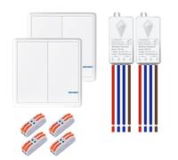 NineLeaf Wireless Light Switch,Two 2-Gang Switches 2 Receivers,No Wiring