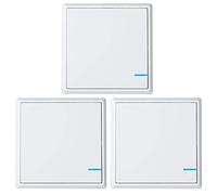 NineLeaf Wireless Switch, Dual Control Push-Button No Wiring, Wireless Panel Switch, Waterproof Remote Light Switch for House Lamp Led, Borderless Light Switch Only, 1-GANG (3Pack)