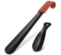 NINEMAX 16.5Inch Shoe Horn Long Handled for Men Women Seniors, 7.5Inch Metal Shoehorn Small Travel, Large Shoe Spoon Helper for Boot (Pack of 2)