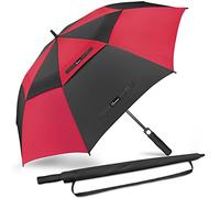 NINEMAX Golf Umbrella Windproof and Rainproof 54inch, Large Umbrella Double Canopy, Golfing Brolly Heavy Duty Unbreakable for Men Women(Black/Red 2)