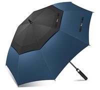 NINEMAX Golf Umbrella Windproof and Rainproof 62inch, Large Umbrella Double Canopy, Golfing Brolly Heavy Duty Unbreakable for Men Women(Black/Deep Blue)