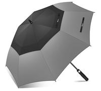 NINEMAX Golf Umbrella Windproof and Rainproof 62inch, Large Umbrella Double Canopy, Golfing Brolly Heavy Duty Unbreakable for Men Women(Black/Grey)