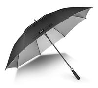 NINEMAX UV Golf Umbrella for Sun Protection 62inch, Large Sun Umbrella Windproof and Rainproof Strong UPF 50+, Reflective Golfing Brolly Double Canopy Heavy Duty for Men Women (Black/Sliver)