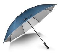 NINEMAX UV Golf Umbrella for Sun Protection 62inch, Large Sun Umbrella Windproof and Rainproof Strong UPF 50+, Reflective Golfing Brolly Double Canopy Heavy Duty for Men Women (Sapphire Bue/Sliver)