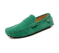 Ninepointninetynine Loafers for Men Round Toe Suede Vamp Penny Driving Loafers Comfortable Flexible Flat Heel Fashion Casual Slip On(Color:Green,Size:7.5 UK)
