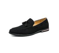 Ninepointninetynine Loafers for Men Round Toe Suede Vamp with Tassel Loafer Shoes Flat Heel Lightweight Comfortable Wedding Slip-on (Color : Black, Size : 6 UK)